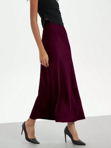 Women's Fashion Casual Stretch Silk Satin Texture Satin Skirt