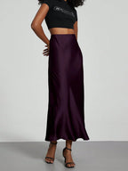 Women's Fashion Casual Stretch Silk Satin Texture Satin Skirt shein