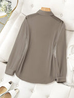 ChicEase Basic Transparent Plain Simple Collared Shirt shein