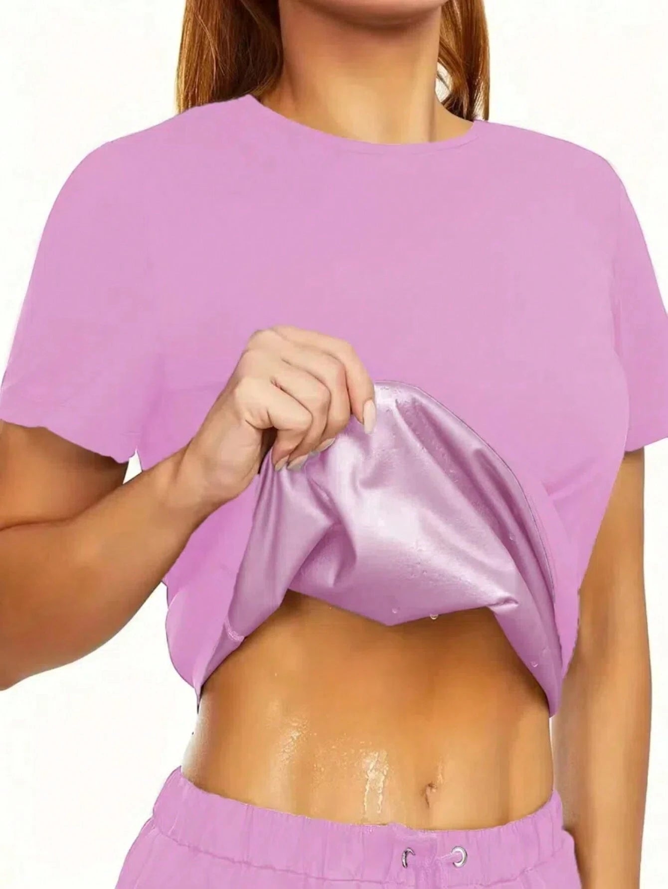 Women's Sweat Enhancing Workout Top Short Sleeve T-Shirt shein