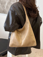 New Fashion All-Match Texture Solid Color PU Shoulder Bag shein