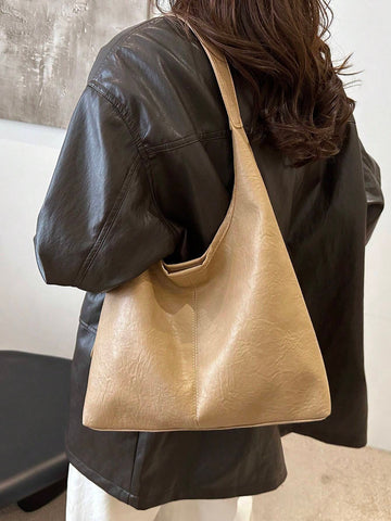 New Fashion All-Match Texture Solid Color PU Shoulder Bag