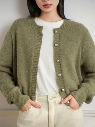 Dazy-Less Solid Button Front Cardigan