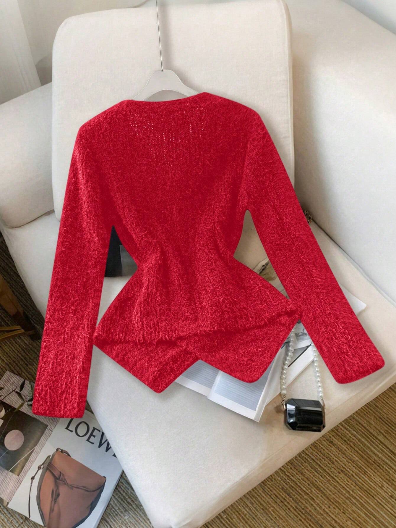Raffinéa Women's V-Neck Long Sleeve Butterfly Embroidery Pullover Sweater shein