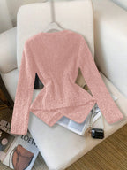 Raffinéa Women's V-Neck Long Sleeve Butterfly Embroidery Pullover Sweater shein