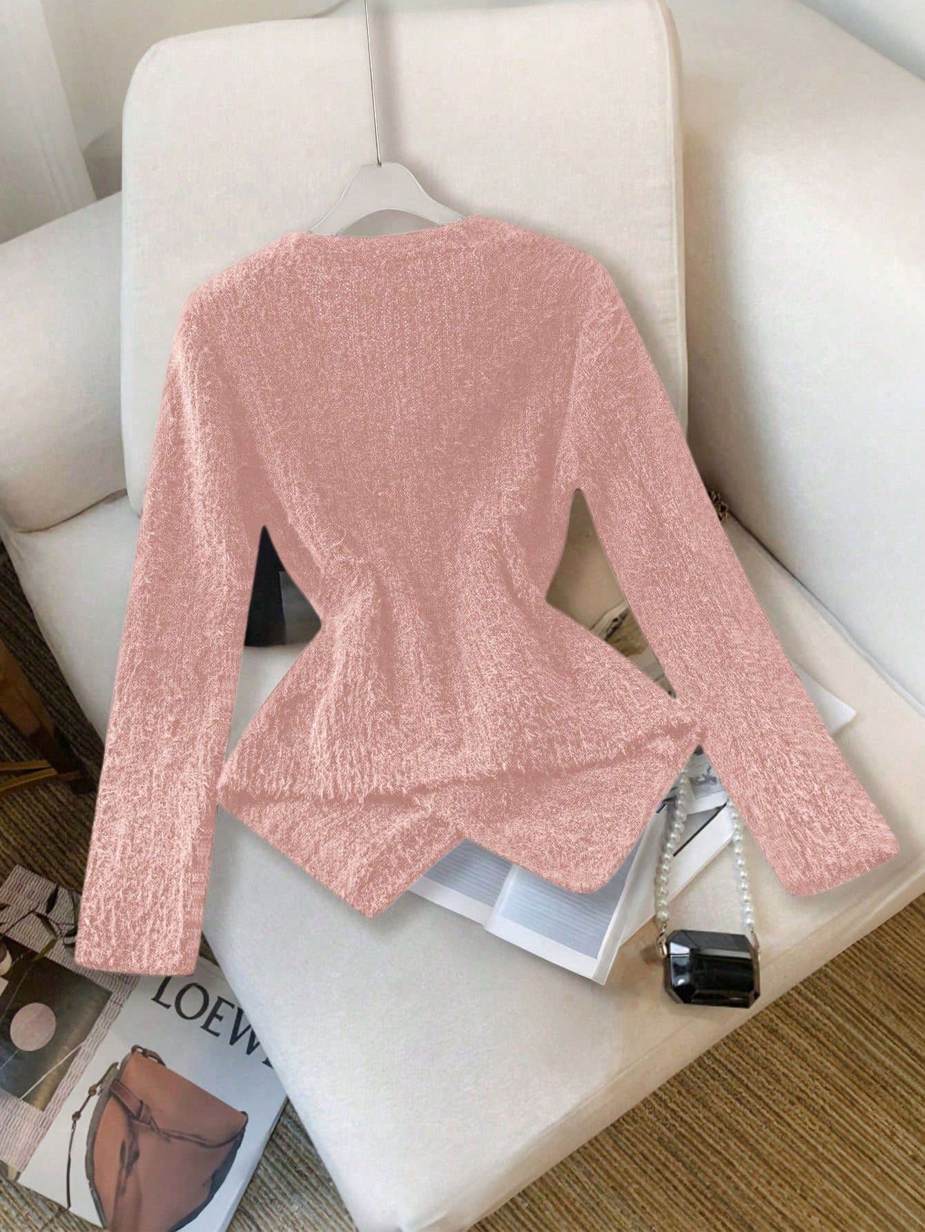 Raffinéa Women's V-Neck Long Sleeve Butterfly Embroidery Pullover Sweater shein