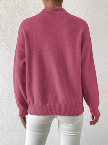 Frenchy Women's Crew Neck Long Sleeve Simple Knitted Sweater