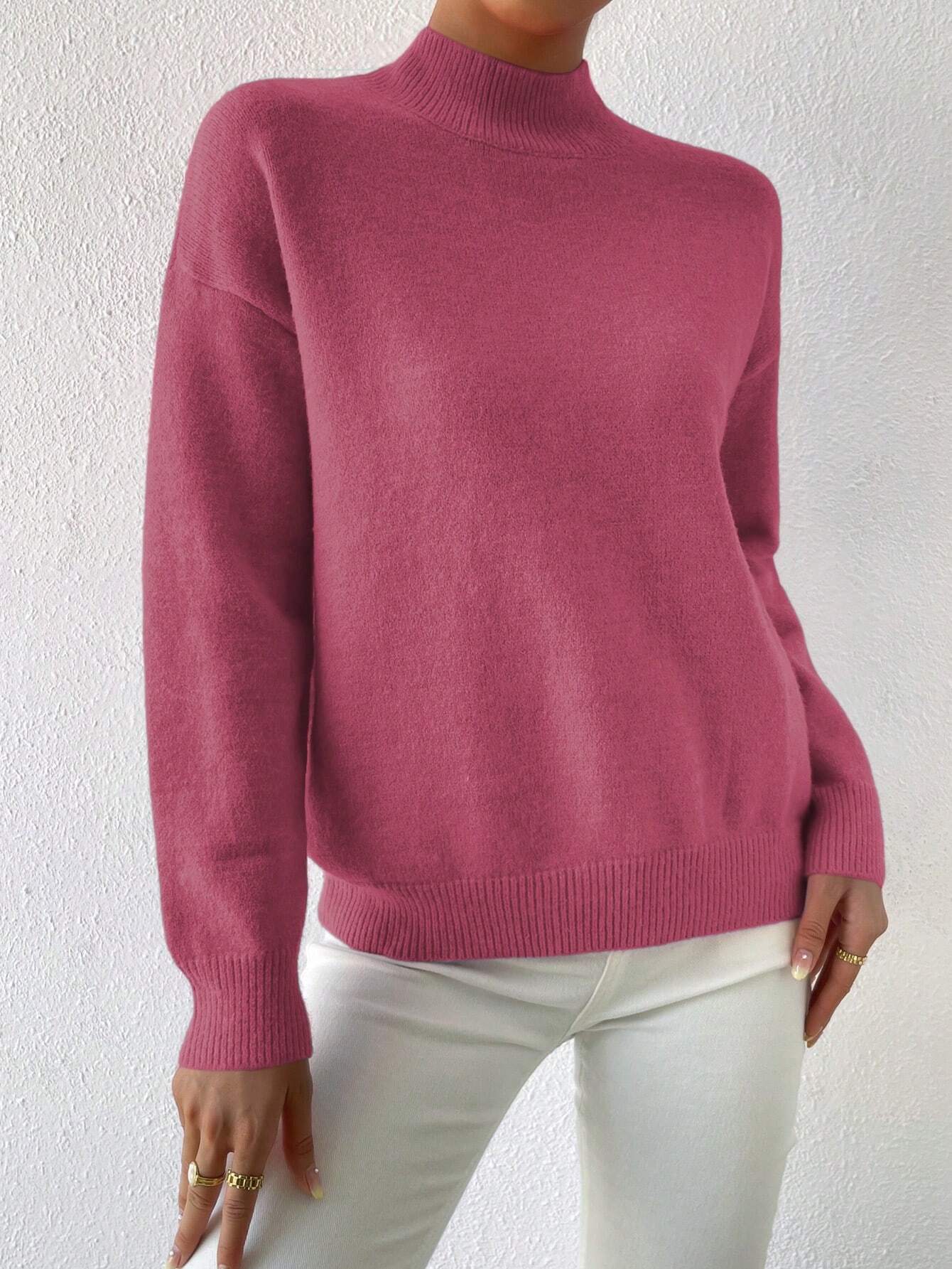 Frenchy Women's Crew Neck Long Sleeve Simple Knitted Sweater shein