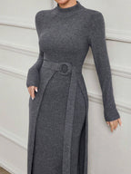 Modely 2pcs Women Knit Fleece Basic Minimalist Fit Wrap Dress shein