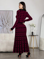 Modely Women Colorblock Polka Dot Bell Hem Sweater Dress shein