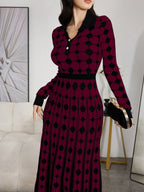 Modely Women Colorblock Polka Dot Bell Hem Sweater Dress shein
