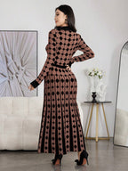 Modely Women Colorblock Polka Dot Bell Hem Sweater Dress shein
