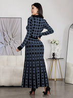 Modely Women Colorblock Polka Dot Bell Hem Sweater Dress shein