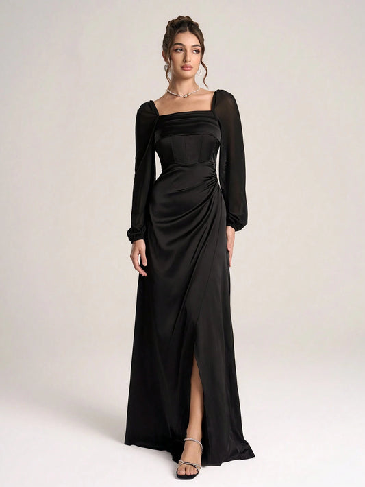 Women's Minimalist And Fashionable Long Sleeve Cocktail Dress