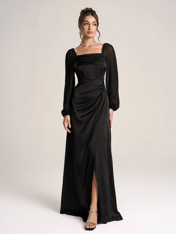 Women's Minimalist And Fashionable Long Sleeve Cocktail Dress