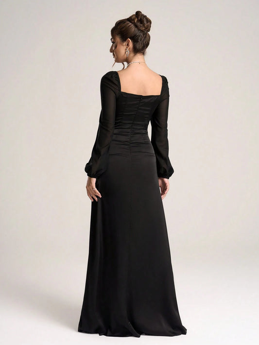 Women's Minimalist And Fashionable Long Sleeve Cocktail Dress