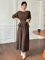 DAZY 2pcs Women Set: Solid Color Loose Drawstring Round Neck T-Shirt And Skirt shein