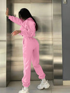 EZwear 2pcs Women's Casual Letter Print Sweatshirt And Sweatpants Set shein