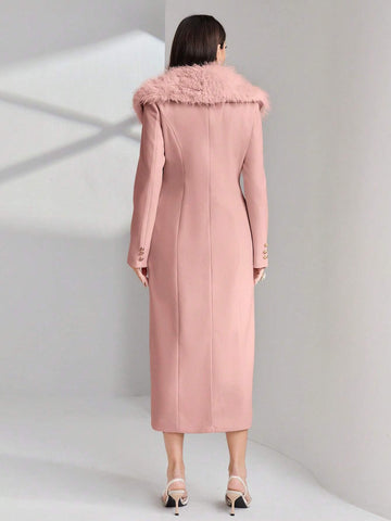 Modely Borg Collar Double Breasted Overcoat