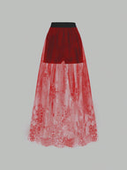 Clasi Elastic Waist Lace Skirt Maxi Women Outfit shein