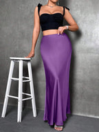 Raffinéa Women's Solid Color Basic Skirt shein