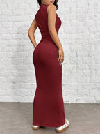 EZwear Women's Knit Stand Collar Slim Fit Mermaid Dress shein