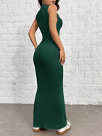 EZwear Women's Knit Stand Collar Slim Fit Mermaid Dress shein