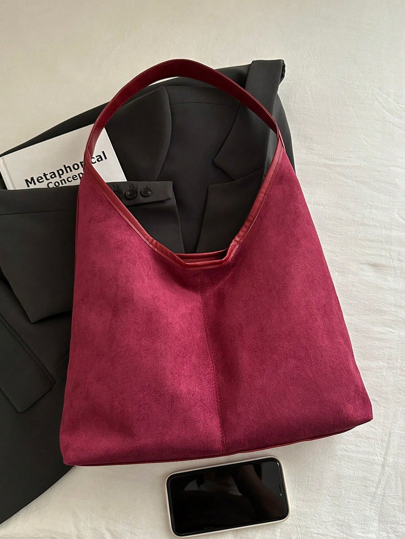 New Fashion All-Match Texture Solid Color PU Shoulder Bag shein