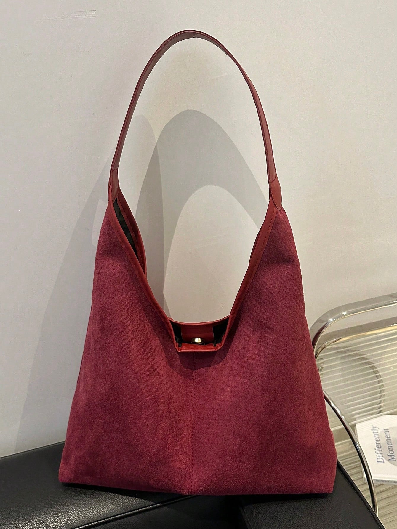 New Fashion All-Match Texture Solid Color PU Shoulder Bag shein