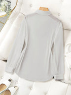 ChicEase Basic Transparent Plain Simple Collared Shirt shein