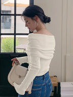 DAZY 1pc Women Off Shoulder Solid Fitted Mock Neck Sweater shein
