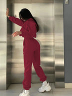 EZwear 2pcs Women's Casual Letter Print Sweatshirt And Sweatpants Set shein