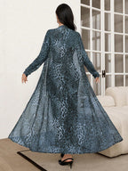 Modely 2pcs/Set Leopard Print Mesh Sleeveless Dress And Cardigan Shawl shein