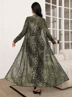 Modely 2pcs/Set Leopard Print Mesh Sleeveless Dress And Cardigan Shawl shein