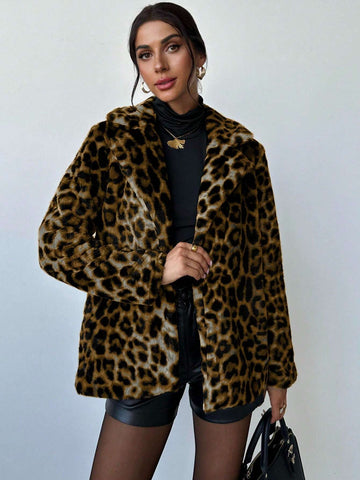 Firerie Women Vintage Mob Wife Leopard Fluffy Warm Coat