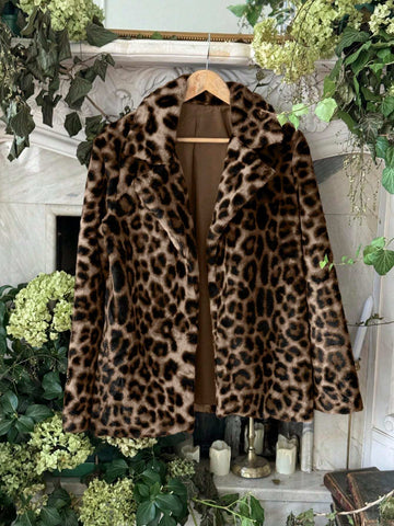 Firerie Women Vintage Mob Wife Leopard Fluffy Warm Coat