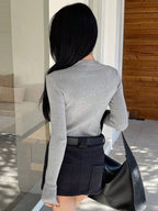 DAZY Women's Solid Stand Collar Long Sleeve Casual Business Pullover Sweater shein