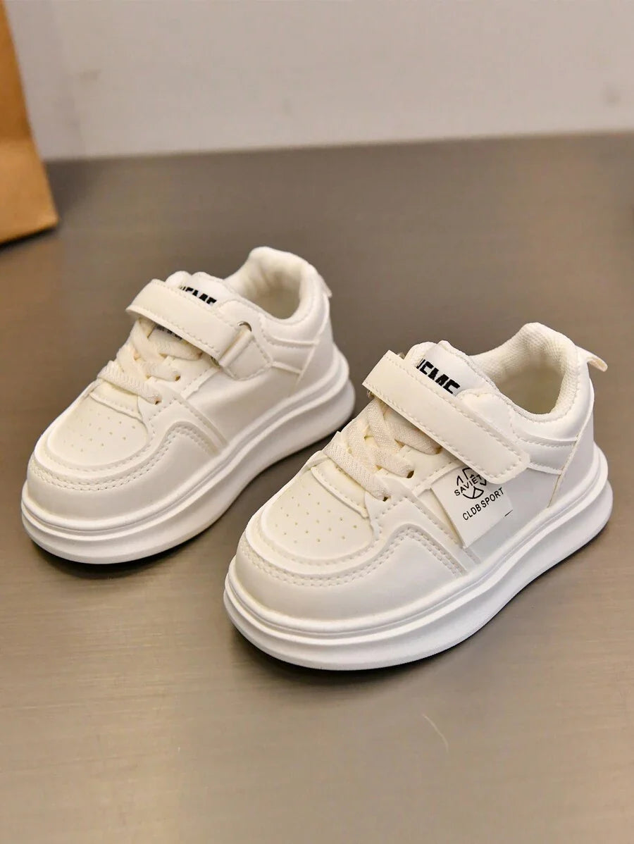 1 Pair Baby Leather Patchwork Color Hook And Loop Sneakers