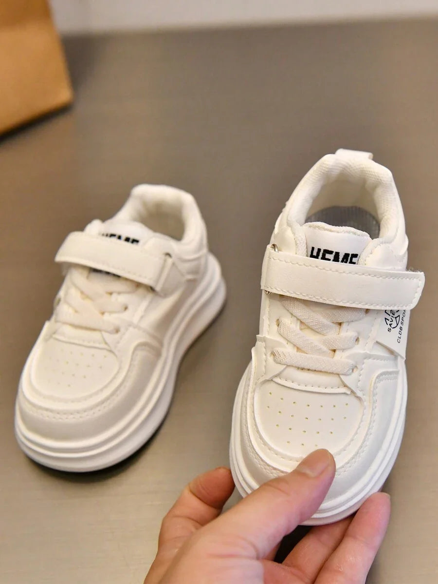 1 Pair Baby Leather Patchwork Color Hook And Loop Sneakers