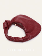 Fashionable Woven Embossed Soft PU Vegan Leather Knotted Strap Small Top-Handle Shoulder Hobo Bag shein