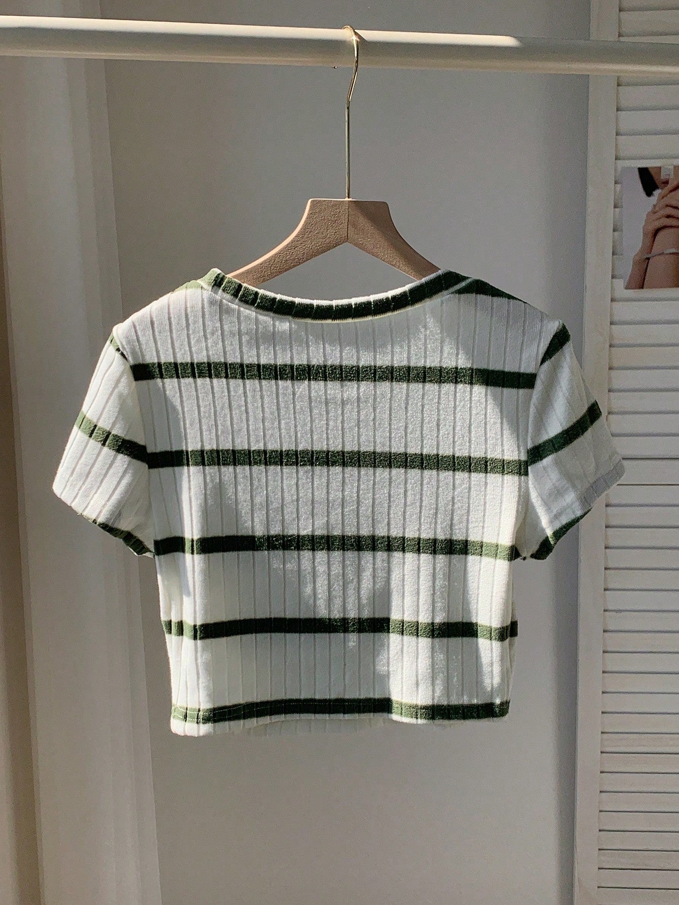 Women's Ribbed Ribbed Crew Neck T-Shirt shein