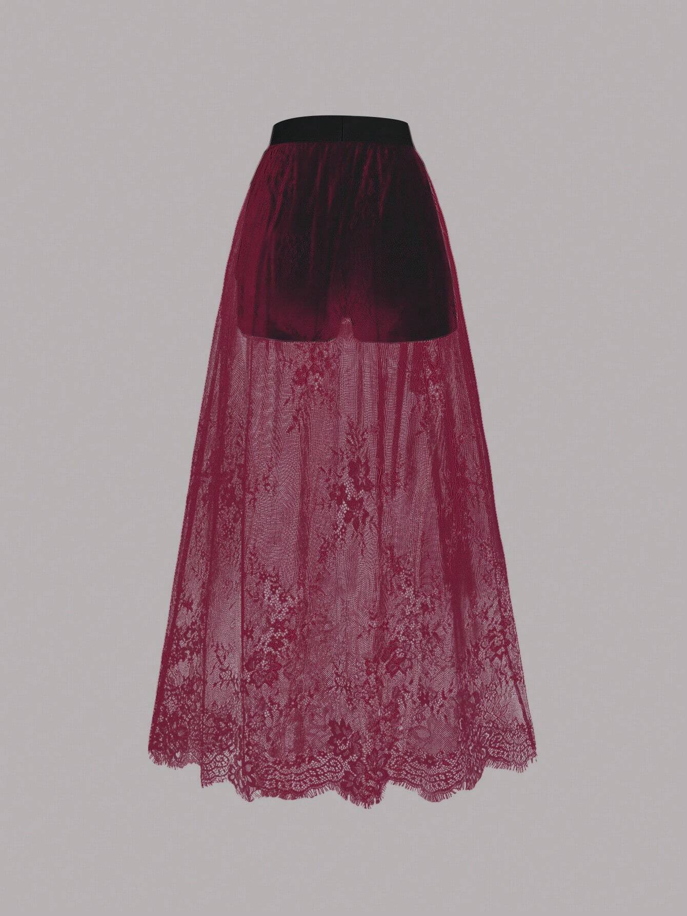 Clasi Elastic Waist Lace Skirt Maxi Women Outfit