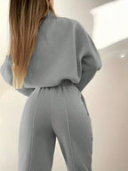 EZwear Slogan Print Drawstring Hem Sweatshirt And Sweatpants Two Piece Set shein
