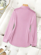 ChicEase Basic Transparent Plain Simple Collared Shirt shein