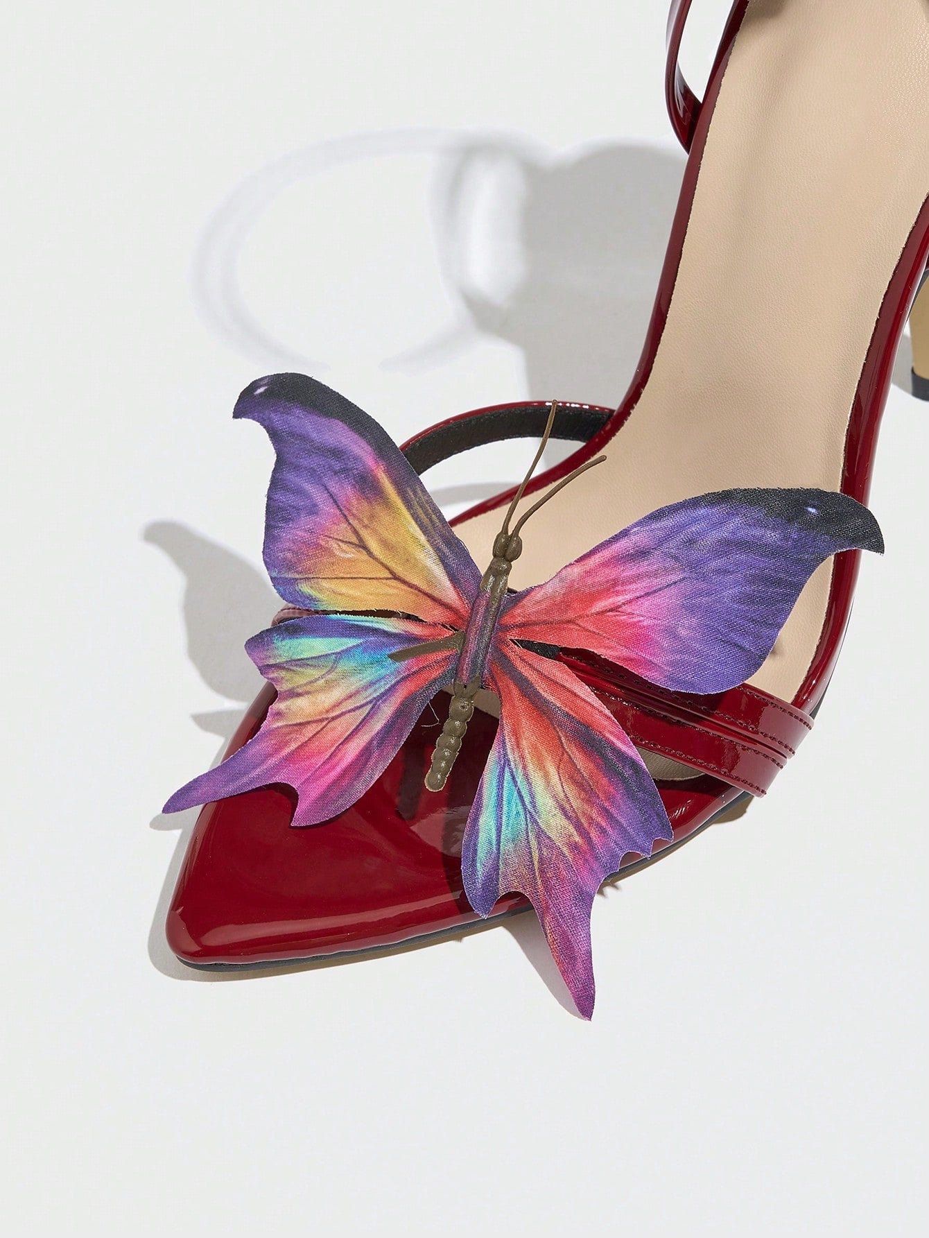 Shiny Butterfly Decor PU Leather Party Shoes shein