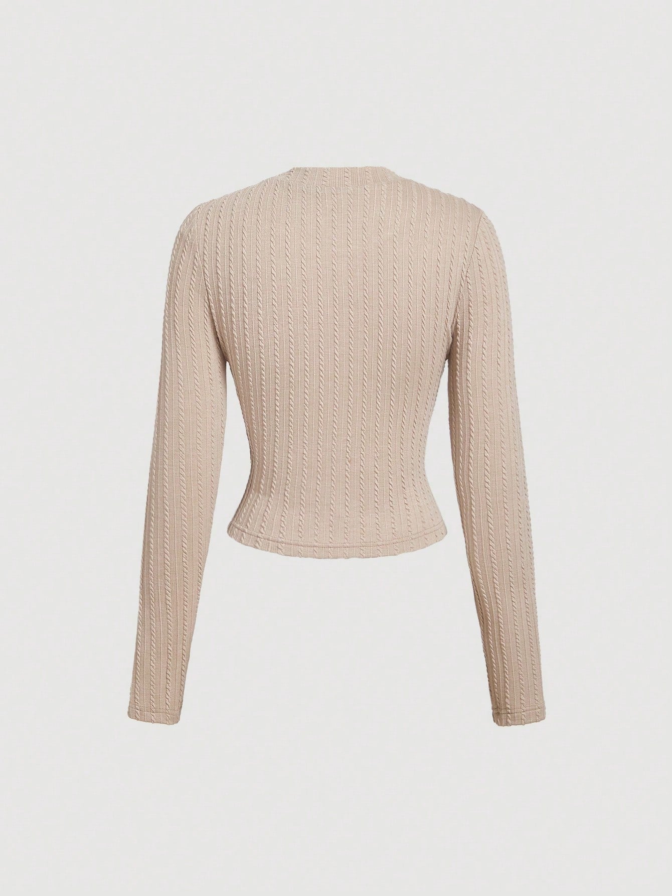 MOD Black Elegant Round Neck Metal Button Bell Sleeve T-Shirt shein