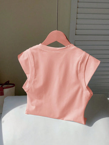 Comfortcana Women Casual Solid Color 2 In 1 T-Shirt