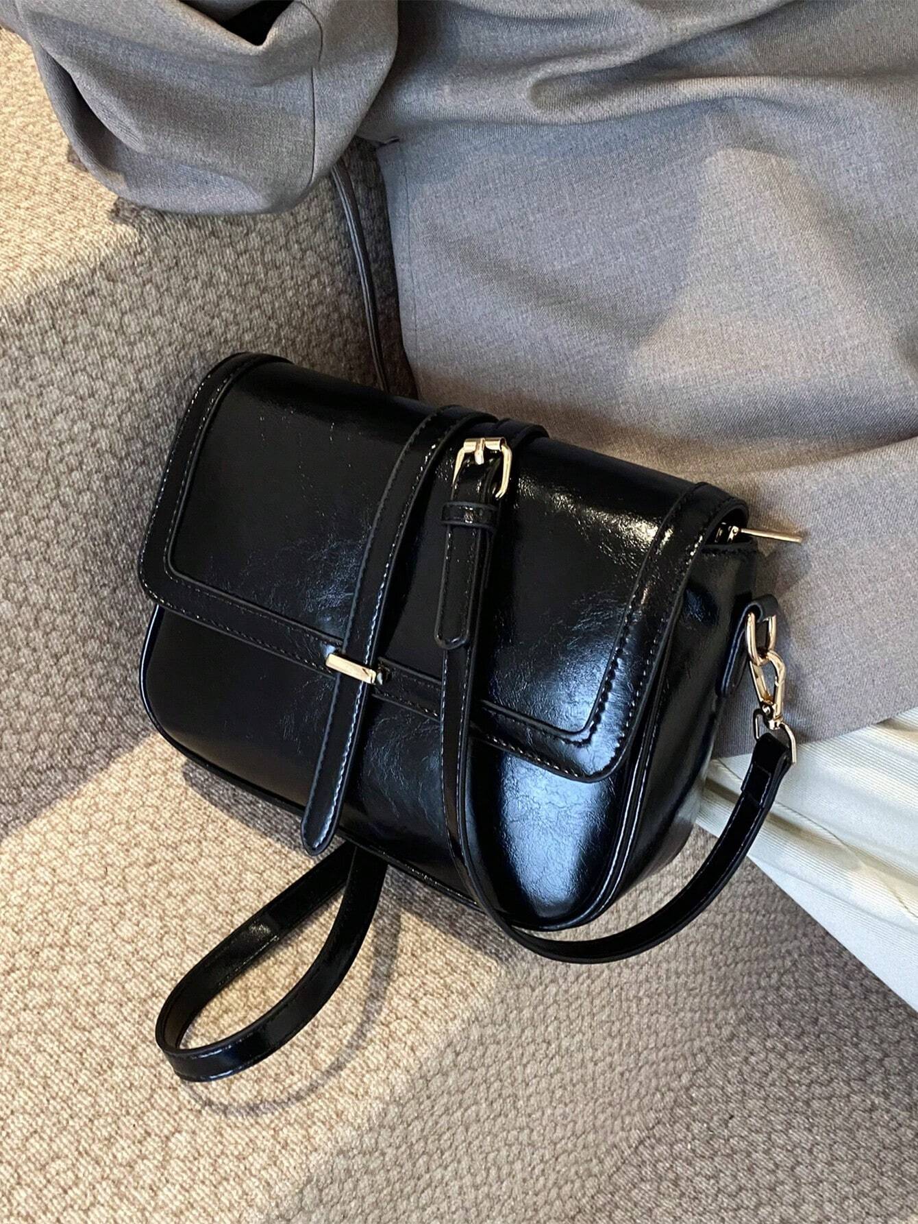 Lightweight,Business Casual Vintage Design Flap Square Bag shein