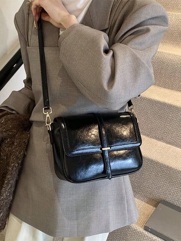 Lightweight,Business Casual Vintage Design Flap Square Bag
