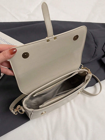 Lightweight,Business Casual Vintage Design Flap Square Bag